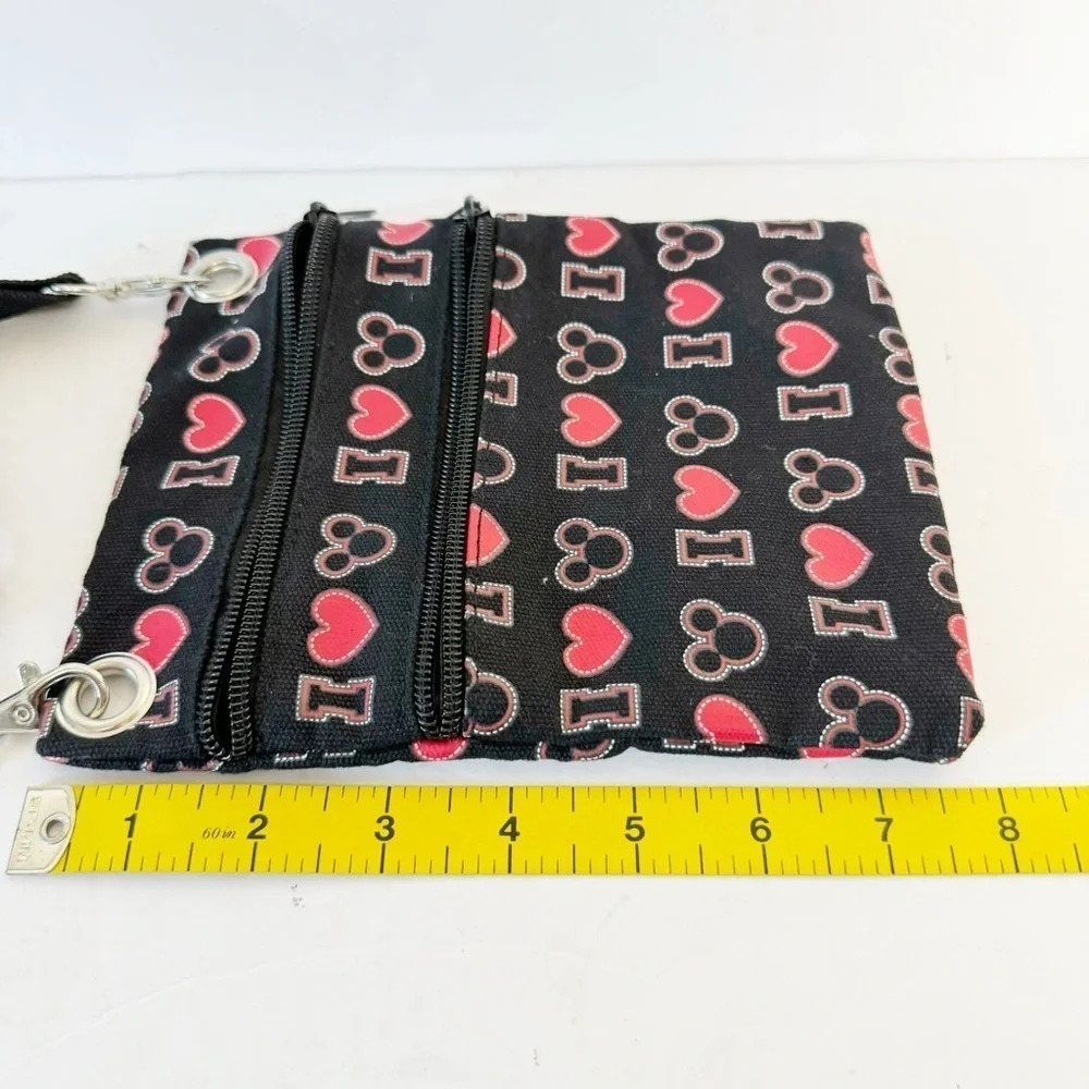 Disney Crossbody I Love Mickey Canvas Heart Passport Bag Disneyland